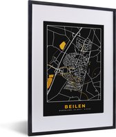 Fotolijst incl. Poster - Beilen - Black and Gold - Stadskaart - Plattegrond - Kaart - 30x40 cm - Posterlijst