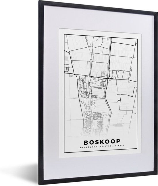 Fotolijst incl. Poster - Stadskaart - Boskoop - Plattegrond - Kaart - 30x40 cm - Posterlijst
