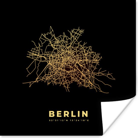 Affiche Berlin - Or - Plan de la ville - Plan d'étage - Carte - 75x75 cm