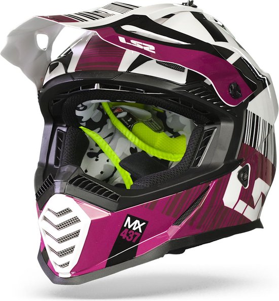 LS2 MX437 Fast Evo Xcode Glanzend Wit Violet Crosshelm - Maat XXL - Helm