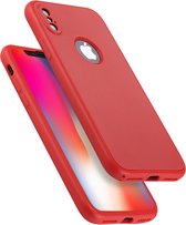Mobigear FlexGuard - Telefoonhoesje geschikt voor Apple iPhone XS Hoesje Flexibel TPU Backcover - Rood