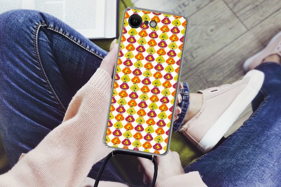 Coque avec cordon Adapté pour iPhone 8 - Rétro - Design - Poire - Fruit - Siliconen - Bandoulière - Coque arrière avec cordon - Coque téléphone avec cordon - Coque avec cordon