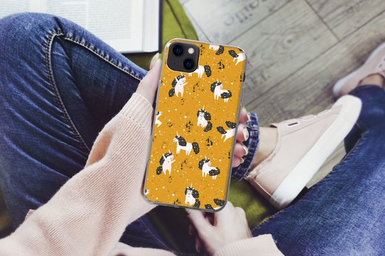 Coque iPhone 13 mini - Filles - Unicorn - Etoiles - Motifs - Fille - Kids - Enfants - Enfant - Coque de téléphone en Siliconen
