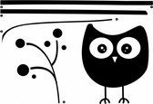 muursticker Owl On Tree XL 67 x 94 cm vinyl zwart