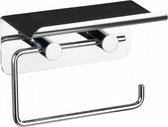 toiletrol- en smartphonehouder 7 x 11,5 cm RVS zilver