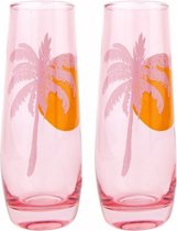 champagneglazen Desert Palms 350 ml roze 2-delig