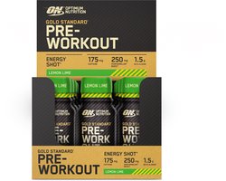 Optimum Nutrition Gold Standard Pre Workout Shots - Pre-Workout Lemon Lime - Ready to Drink - 12 x 60ml