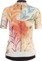 Q36.5 Dames Fietsshirt Korte Mouwen G1 Flower Leaves - Geel - XS