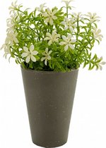 kunstplant Petals 12 x 23 cm wit/groen/grijs