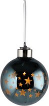 kerstbal StarsÂ led 8 cm glas blauwgrijs