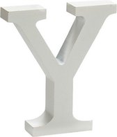 decoratieletter Y 2 x 11 cm hout wit