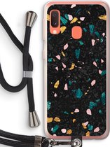 Case Company® - Samsung Galaxy A20e hoesje met Koord - Terrazzo N°10 - Telefoonhoesje met Zwart Koord - Bescherming aan alle Kanten en Over de Schermrand