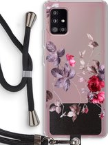 Case Company® - Samsung Galaxy A51 5G hoesje met Koord - Mooie bloemen - Telefoonhoesje met Zwart Koord - Bescherming aan alle Kanten en Over de Schermrand