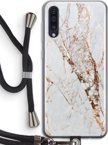 Case Company® - Samsung Galaxy A50 hoesje met Koord - Goud marmer - Telefoonhoesje met Zwart Koord - Bescherming aan alle Kanten en Over de Schermrand