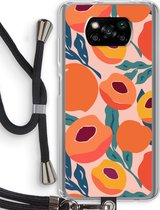 Case Company® - Poco X3 Pro hoesje met Koord - Perzik - Telefoonhoesje met Zwart Koord - Bescherming aan alle Kanten en Over de Schermrand