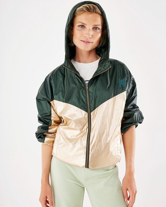 Loose Fit Shiny Jacket Dames - Donker Groen - Maat L