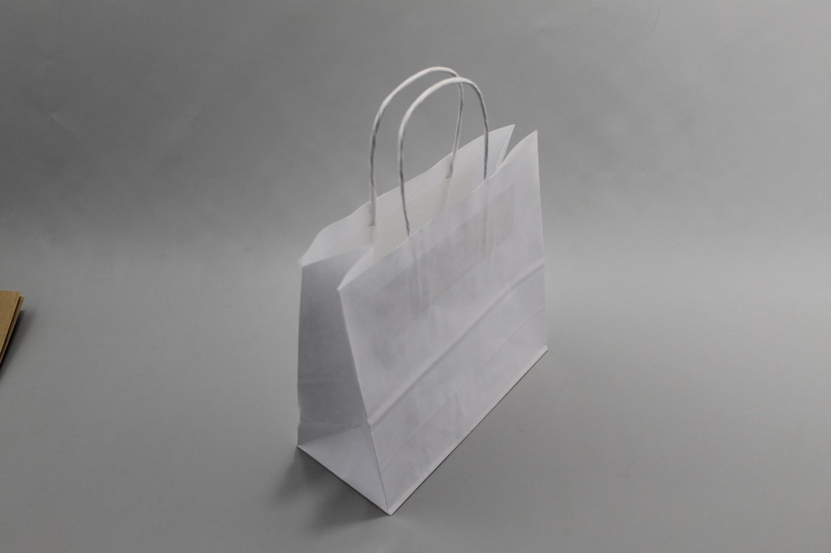 Draagtassen Papier Wit 22x10x31cm Kraft met gedraaid handvat (50 stuks)