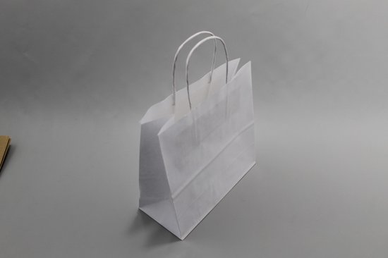 Sacs de transport Papier Blanc 22x10x31cm Kraft 90 g / g avec poignée torsadée (50 pièces) [PAMW2231]
