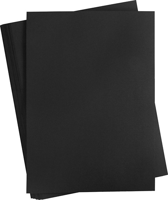 Gekleurd Karton, A4 210×297 mm, koolzwart, 100 vellen