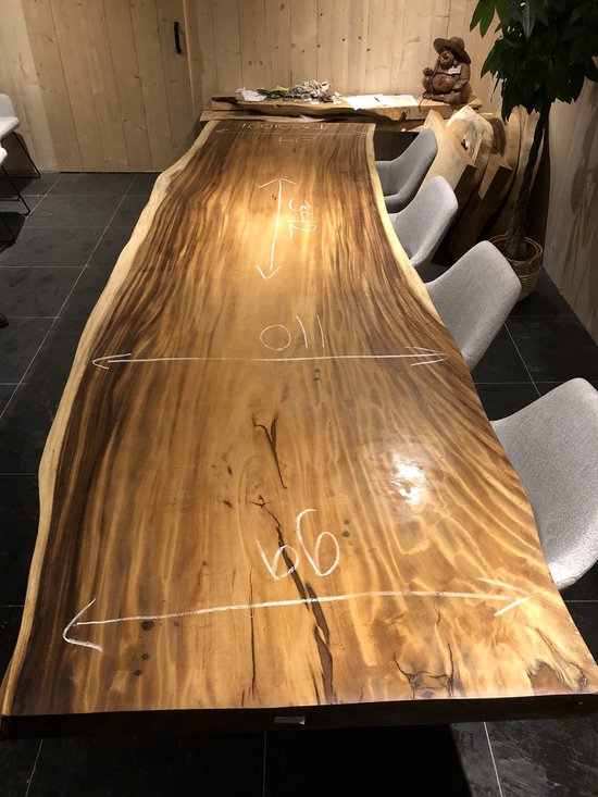 Table tronc d'arbre Bois de Suar | 350 x 100 cm | X-jambes
