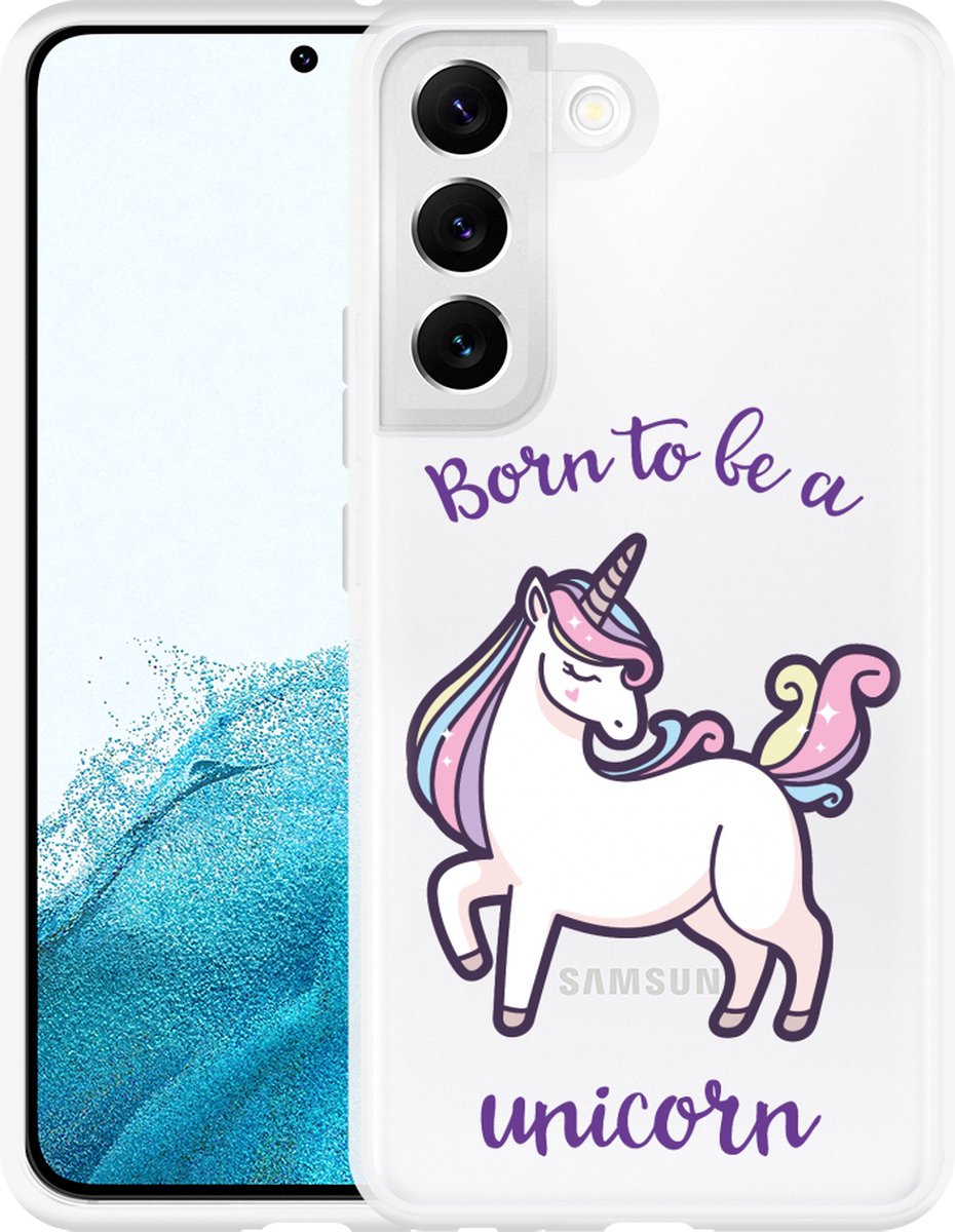 Galaxy S22 Hoesje Born to be a Unicorn - Designed by Cazy