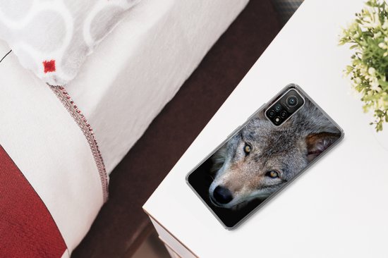 Xiaomi Mi 10T 5G - Loup - Portrait - Zwart - Coque de téléphone en Siliconen