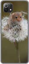 Geschikt voor Xiaomi 11T hoesje - Muis - Jong - Bloemen - Siliconen Telefoonhoesje