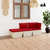 vidaXL 3-delige Loungeset met kussens pallet vurenhout