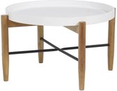 Ronde salontafel met massief rubberhout en ijzeren onderstel - Wit gelakt - L 80 x D 80 x H 45 cm - OLGA