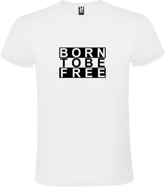 T-shirt Wit avec imprimé "BORN TO BE FREE" Zwart taille XXXXL