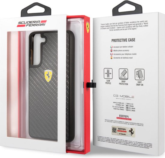 Samsung Galaxy S21 FE Backcase hoesje - Ferrari - Effen Zwart - Carbon van Ferrari — afbeelding 2