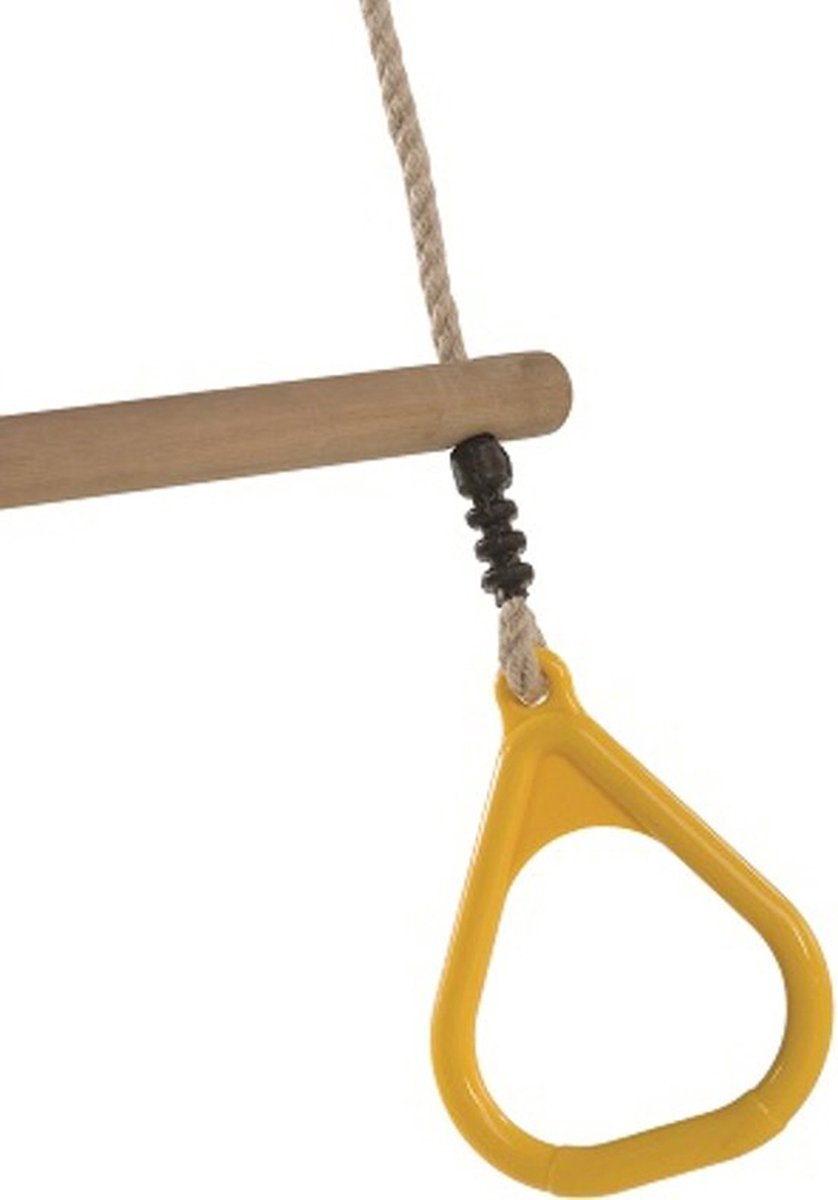 KBT - Trapeze hout met kunststof ringen - Geel - Buitenspeelgoed Keupink