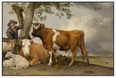De stier, Paulus Potter - Foto op Akoestisch paneel - 90 x 60 cm