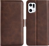 Coque Oppo Find X5 - Etui portefeuille de Luxe MobyDefend (côté fermeture) - Marron - Coque pour téléphone portable - Coque adaptée pour : Oppo Find X5