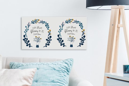 Tableau sur toile Proverbes - Citations - Chaque fleur fleurit en son temps - 40x20 cm - Décoration murale