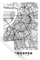 Stickers muraux - Zwart Wit - België - Carte - Plan de Ville - Carte - Anvers - 20x30 cm - Film Adhésif