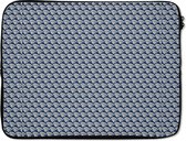 Laptophoes 17 inch - Japan - Blauw - Wit - Patronen - Laptop sleeve - Binnenmaat 42,5x30 cm - Zwarte achterkant
