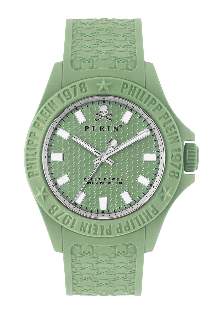 Philipp Plein Plein Power PWKAA0221 Horloge - Siliconen - Groen - Ø 43 mm