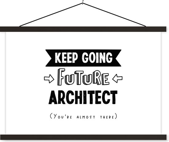 Porte-affiche avec affiche - Affiche scolaire - Citation - Architecte - Étude - 150x100 cm - Lattes noires