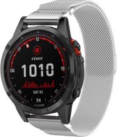 Milanees Smartwatch bandje - Geschikt voor  Garmin Fenix 7x Milanese band - zilver - Strap-it Horlogeband / Polsband / Armband