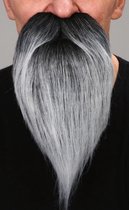 Snor met baard (lengte ca. 18 cm) grijs zelfklevend