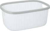 Eigen Merk Wasmand -  37 x 52 x 22,5 cm - 32 Liter - Wit met Grijs - Kunststof - Gevlochten Design