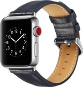 Leren Geschikt voor Apple Watch bandje met klassieke zilverkleurige gesp 38mm - 40mm Blauw