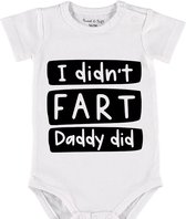Baby Rompertje met tekst 'I didn't fart, daddy did' | Korte mouw l | wit zwart | maat 62/68 | cadeau | Kraamcadeau | Kraamkado