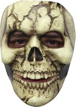 Partychimp Gezichtsmasker Cracked Skull Schedel Skelet Halloween - Latex - Ivoorwit - One-size