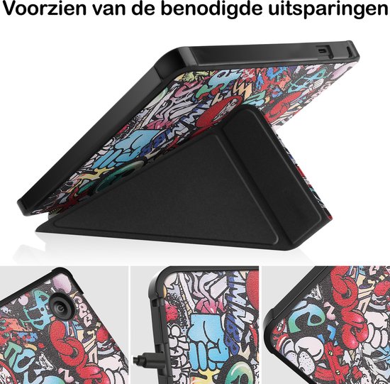 Hoesje Geschikt voor Kobo Libra 2 Hoesje Luxe Bescherm Case Trifold - Hoes Geschikt voor Kobo Libra 2 Hoes Book Cover - Graffity van Hoesje  — afbeelding 3