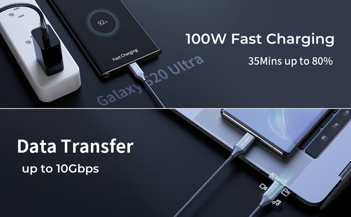 SAMTECH Câble USB-C vers USB-C 100W - Thunderbolt 3 - Chargeur