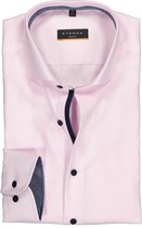 ETERNA slim fit overhemd - twill heren overhemd - roze met wit ( donkerblauw contrast) - Strijkvrij - Boordmaat: 44