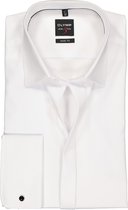 OLYMP Level 5 body fit overhemd - mouwlengte 7 - smoking overhemd - wit gladde stof met Kent kraag - Strijkvriendelijk - Boordmaat: 44