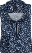 OLYMP - Overhemd Luxor MF Bloemen Blauw - 44 - Heren - Modern-fit